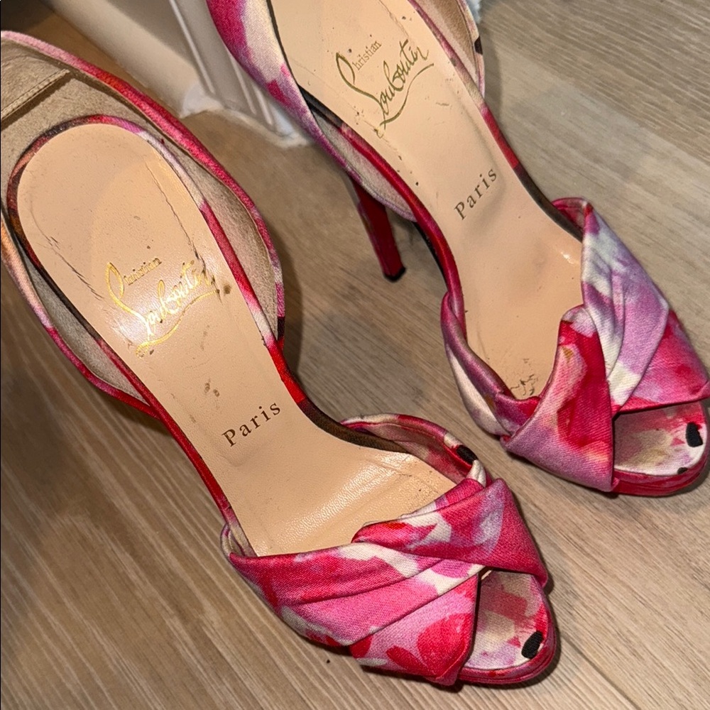 Christian Louboutin Pink and Cream Heels - Picture 11 of 11